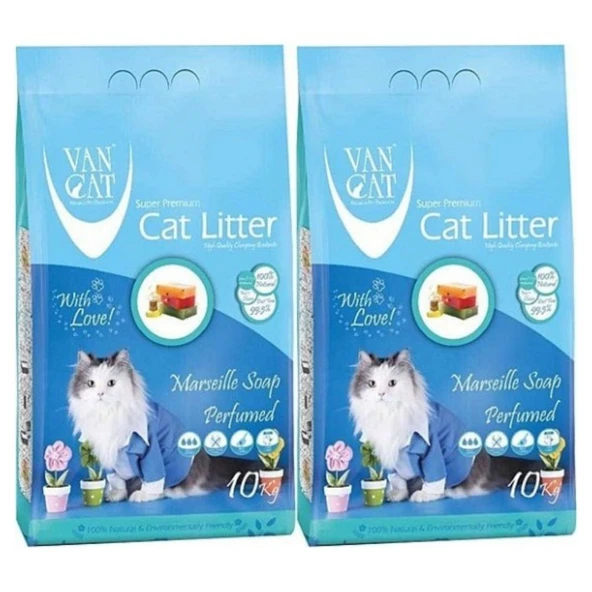 Vancat Marsilya Sabunu Kokulu Kedi Kumu 10 kg x 2 Adet