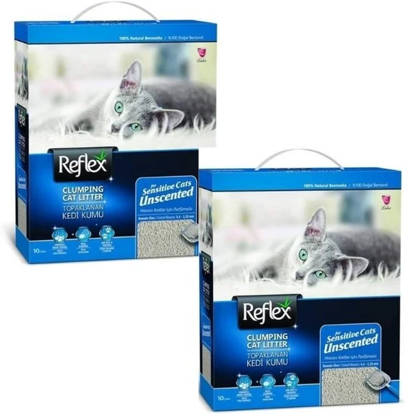 Reflex Sensitive Hassas Kediler İçin Kokusuz Kedi Kumu 10 L x 2 Adet