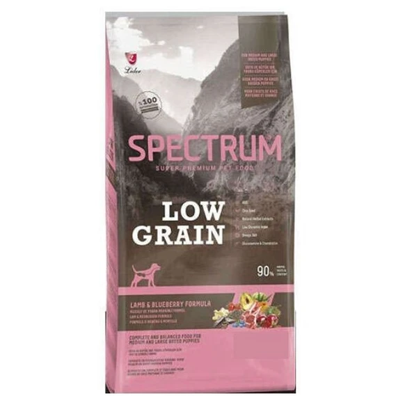 Spectrum Low Grain Kuzu Etli ve Yaban Mersinli Orta ve Büyük Irk Yavru Köpek Maması 2,5 kg ürün görseli