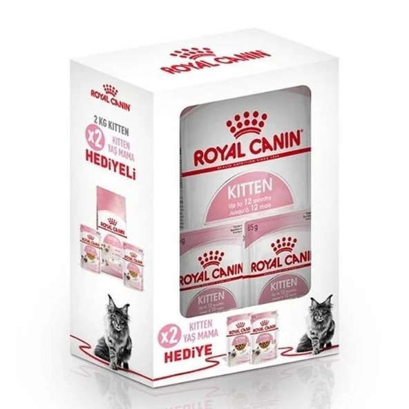 Royal Canin Kitten Bundle (Yavru Kedi Maması 2 kg + 2 Adet Yaş Mama)