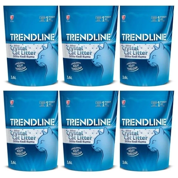 Trendline Tozsuz Silika Kristal Kedi Kumu 3,6 L x 6 Adet