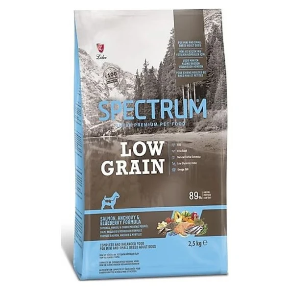 Spectrum Low Grain Somonlu, Hamsili ve Yaban Mersinli Orta ve Büyük Irk Yetişkin Köpek Maması 2,5 kg