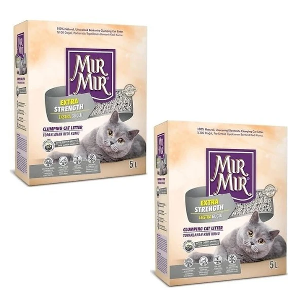MırMır Aktif Karbonlu Bentonit Kedi Kumu 5 L x 2 Adet
