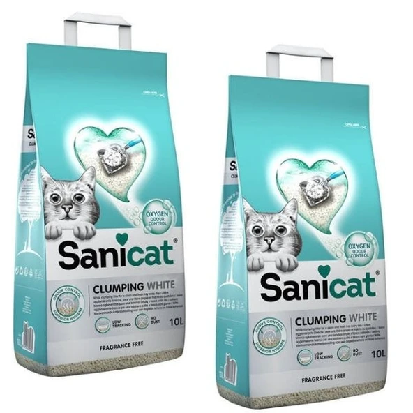 Sanicat Clumping White Kokusuz Kedi Kumu 10 L x 2 Adet ürün görseli