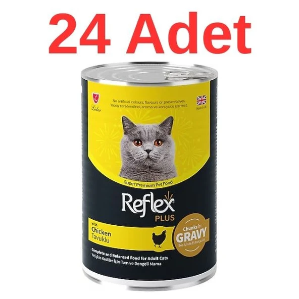 Reflex Plus Tavuklu Et Parçacıklı Yetişkin Kedi Konservesi 400 gr x 24 Adet ürün görseli