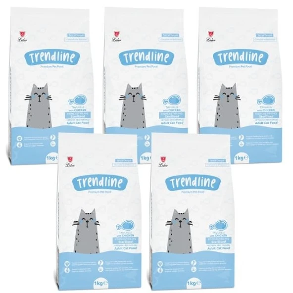 Trendline Sterilised Tavuklu Kısırlaştırılmış Kedi Maması 1 kg x 5 Adet