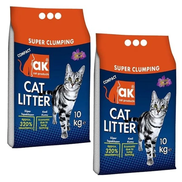 Akkum Lavanta Kokulu İnce Taneli Kedi Kumu 10 kg x 2 Adet