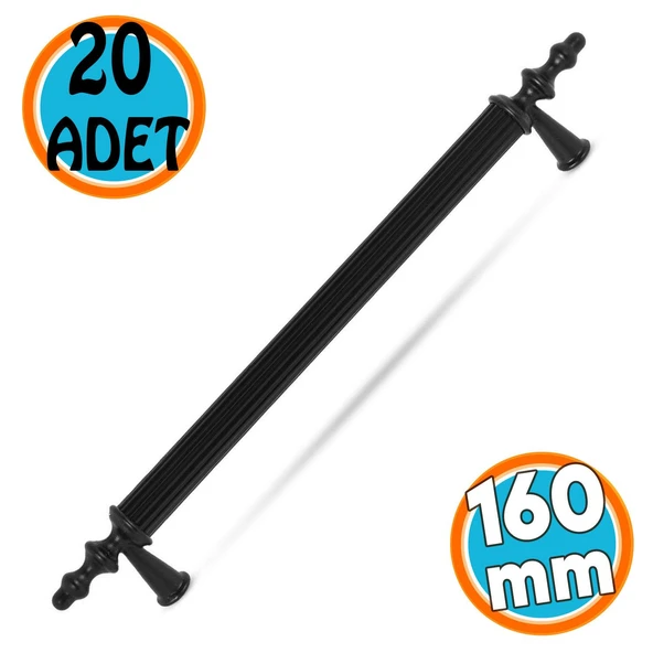 (SERT PLASTİK)  20 Adet 160 mm Siyah Mobilya Çekmece Mutfak Dolap Kapak Dolabı Kulpu Kulbu Kulpları ürün görseli