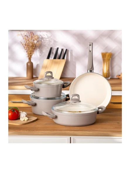 Emsan Swiss Crystal 7 Parça Tencere Seti Bej