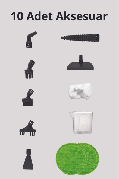 Kiwi Ksc-4220 Çok Fonksiyonlu Ayarlanabilir Seviyeli 10 Aparatlı Dikey Buharlı Mop - Buharlı Temizleyici - 3