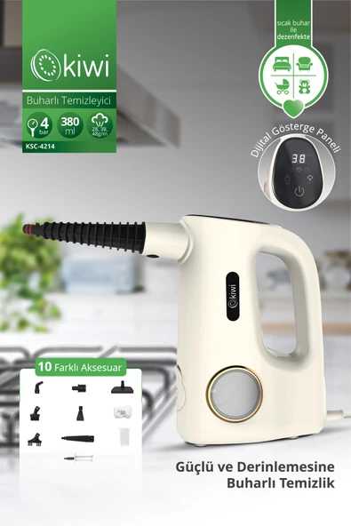 Kiwi Ksc-4214 Dijital Göstergeli Ekstra Uzatma Borulu Buharlı Temizleyici