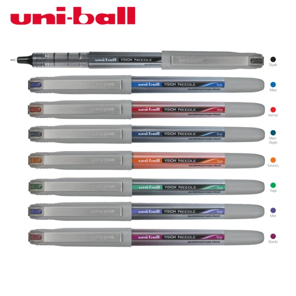 Uniball UB-187 Siyah Vision Needle 0.7 İğne Uçlu Kalem - 3