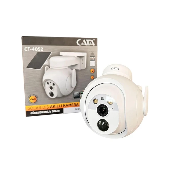 CATA CT-4052 2K Solar Güvenlik Kamerası - Kablosuz Akıllı Dış Mekan Kamera, Gece Görüşlü, Güneş Enerjili, 350 Derece Döner Başlık, 9000mAh Batarya, IP65, 128GB SD Kart Desteği - Resim 2