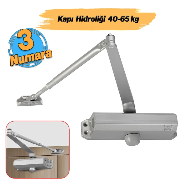 Otomatik Kapı Durdurucu Yavaşlatıcı Çelik Kapı Hidroliği Yayı No 3 Kapasite 40-65 Kg Ayarlanabilir