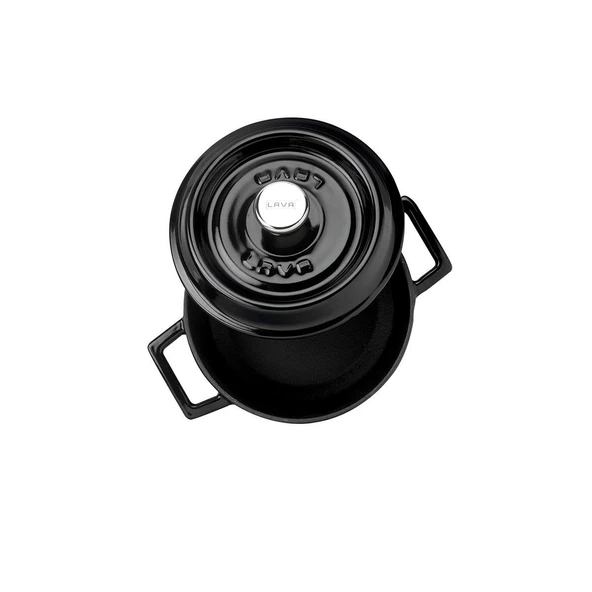 Lava Tencere Mini Yuvarlak Siyah Trendy Kapak 12 Cm - 1