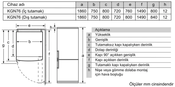 Bosch KGN76VIE0N Kombi No Frost Buzdolabı - 7