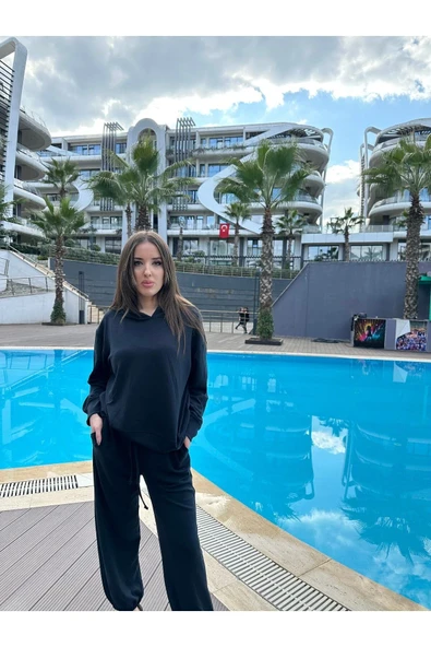 SWEAT SİYAH PANTOLON TAKIMI