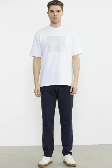 Oversize Baskılı Pamuk Tişört - Beyaz - Resim 2