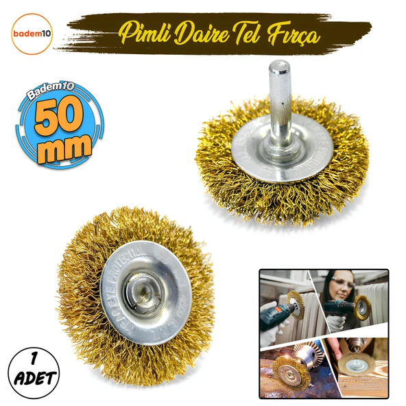 50 mm Boya Kurum Pas Zımparalama Kazıma Temizleme Fırçası Pimli Çanak Tel Fırça Matkap Uyumlu