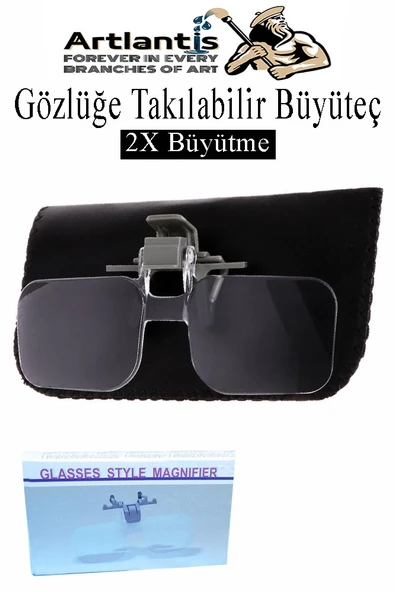Gözlük Tipi Büyüteç 1 Adet 2X Büyütme Gözlük Üzeri Takılabilir Tak Çıkar Klipsli Büyüteç Optik Lens