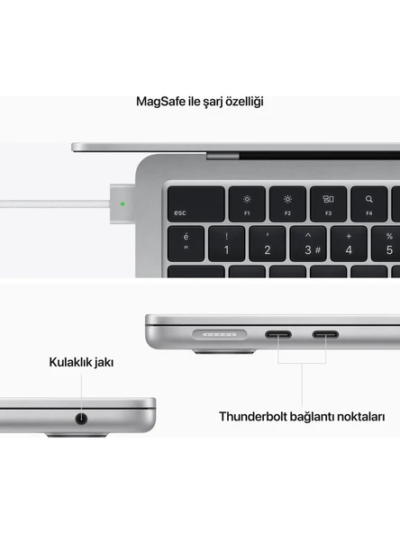 Apple MacBook Air M2 16GB 256GB SSD macOS 13" Taşınabilir Bilgisayar Gümüş MC7V4TU/A - 2