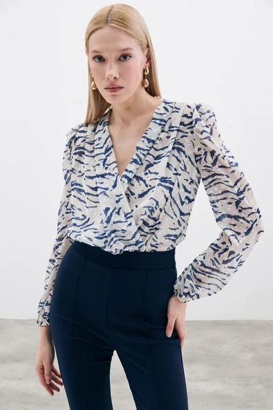 Puantiye Dokulu Bodysuit - Mavi - 4