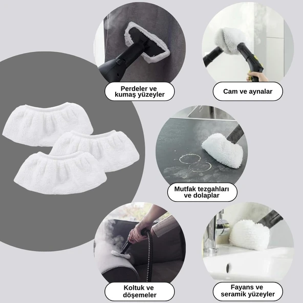 Alf BT-121 Steam Force Handy Buharlı Temizleyici ile Uyumlu Mop Bez Seti - Resim 3