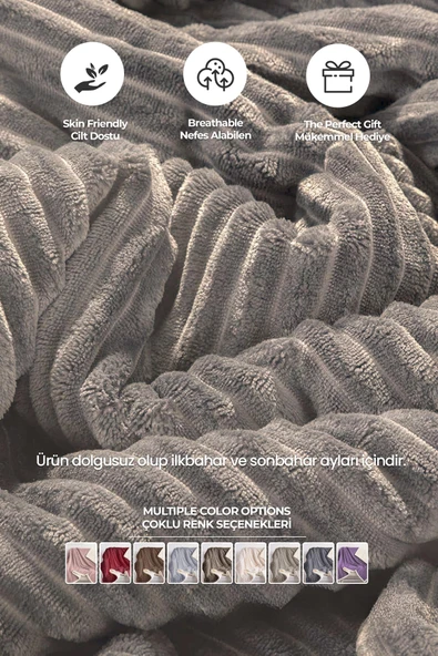 Sherpa Tv Battaniye Tek Kişilik Çizgili Yumuşak Peluş Wellsoft Yatak Örtüsü - 4