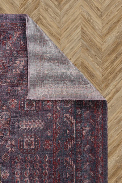 Antik 1113 Klasik Vintage Salon Halısı Mor Retro Mutfak Halısı Tozumaz İnce Makine Halısı - 3