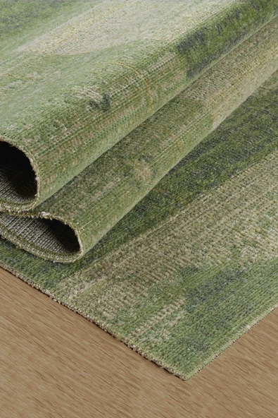 Antik 1114 Klasik Vintage Salon Halısı Yeşil Retro Mutfak Halısı Tozumaz İnce Makine Halısı - Resim 2