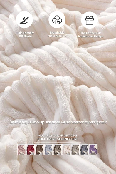 Sherpa Tv Battaniye Tek Kişilik Çizgili Yumuşak Peluş Wellsoft Yatak Örtüsü - 11