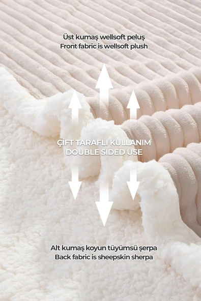 Sherpa Tv Battaniye Tek Kişilik Çizgili Yumuşak Peluş Wellsoft Yatak Örtüsü - 10