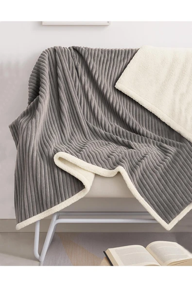 Sherpa Tv Battaniye Tek Kişilik Çizgili Yumuşak Peluş Wellsoft Yatak Örtüsü - 7