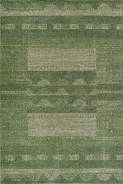 Antik 1114 Klasik Vintage Salon Halısı Yeşil Retro Mutfak Halısı Tozumaz İnce Makine Halısı - Resim 5