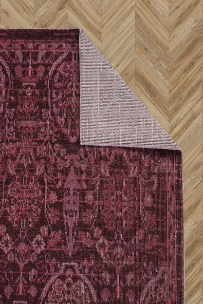 Antik 1116 Klasik Vintage Salon Halısı Bordo Retro Mutfak Halısı Tozumaz İnce Makine Halısı - 3