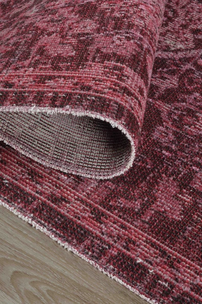 Antik 1116 Klasik Vintage Salon Halısı Bordo Retro Mutfak Halısı Tozumaz İnce Makine Halısı - 4