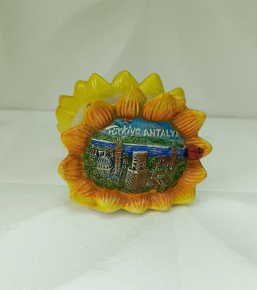 Ayçiçek Peçetelik Seramik Peçete Yemek Antalya Görselli Mutfak Tezgah Masa Dekor - 4