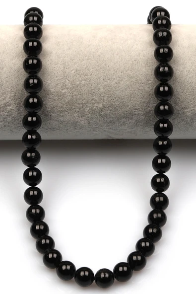 Siyah Turmalin Doğal Taş Dizi 8 mm Küre Kesim - Resim 2