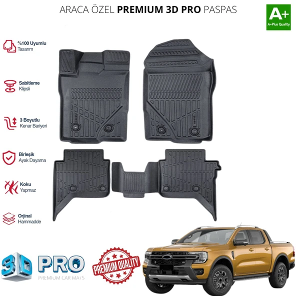 FORD RANGER ARACA ÖZEL 3D PASPAS ARACA ÖZEL 2023 2024 2025 ürün görseli 1