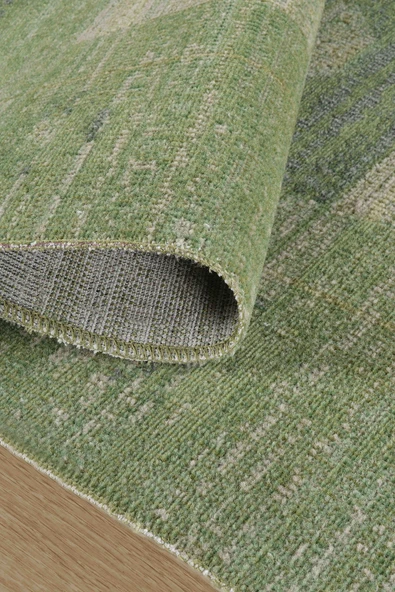 Antik 1114 Klasik Vintage Salon Halısı Yeşil Retro Mutfak Halısı Tozumaz İnce Makine Halısı - Resim 4