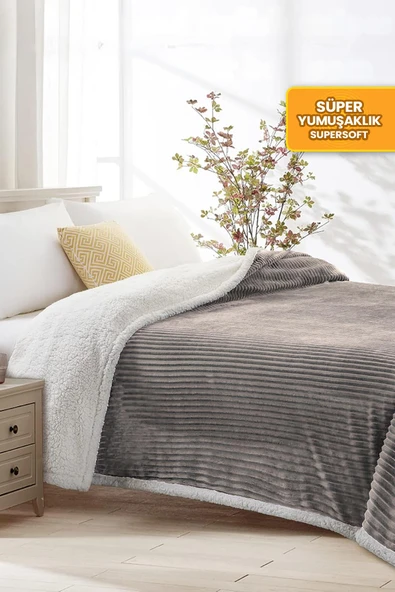 Sherpa Tv Battaniye Tek Kişilik Çizgili Yumuşak Peluş Wellsoft Yatak Örtüsü