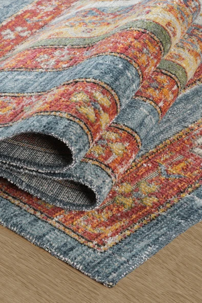 Antik 1111 Klasik Vintage Salon Halısı Renkli Retro Mutfak Halısı Tozumaz İnce Makine Halısı - 3