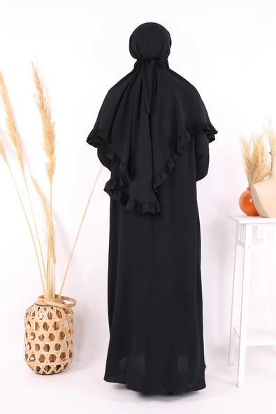 Sufleli Namaz Elbisesi 6034 Siyah - 3