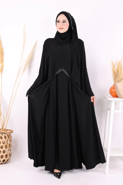 Pelerin, Elbise ve Şal Üçlü Takım 3932 Siyah - Resim 2