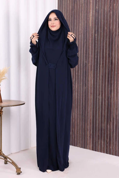 Kendinden Peçeli Sufleli Cilbab 6032 Lacivert ürün görseli