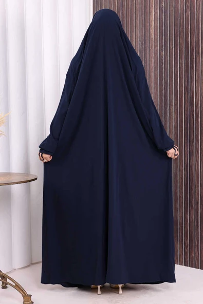 Kendinden Peçeli Sufleli Cilbab 6032 Lacivert - Resim 4