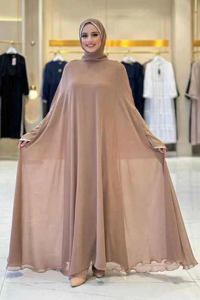 Elbise Abaya Takım 3921 Vizon