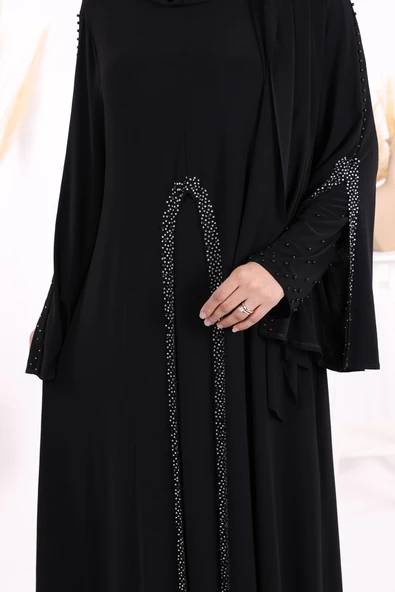 Pelerin, Elbise ve Şal Üçlü Takım 3932 Siyah - Resim 6