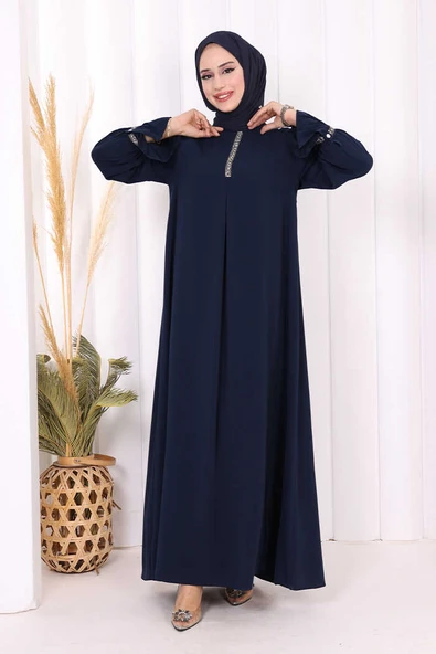 Taş Detaylı Elbise 6033 Lacivert ürün görseli 1