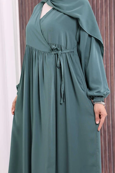 Şallı Kruvaze Namaz Elbisesi 6027 Mint - Resim 5